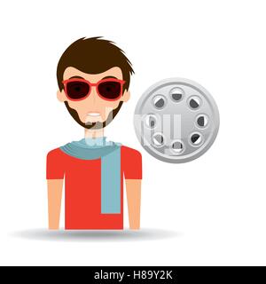 Hipster homme cinema concept icône bobine de film vector illustration eps 10 Illustration de Vecteur