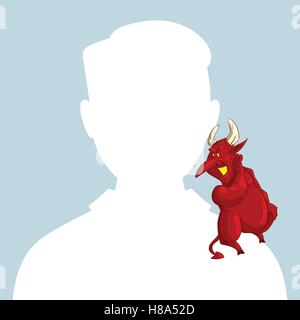 Homme vierge avatar ou photo de profil avec devil conscience caractère sur son épaule pour lui. Illustration de Vecteur