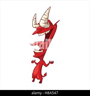 Colorful vector illustration d'un démon rouge cartoon, imp ou devil Illustration de Vecteur