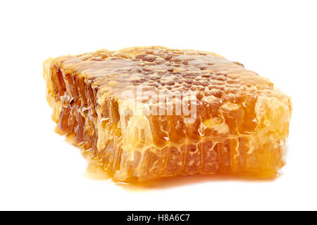 Miel frais dans d'abeilles on white Banque D'Images