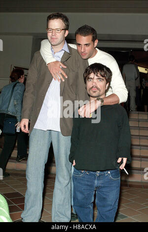 TOM MCCARTHY BOBBY CANNAVALE & PETER DINKLAGE L'AGENT DE POSTE LA SCREENIN COUCHER DU SOLEIL 5 LA HOLLYWOOD USA 25 Septembre 2003 Banque D'Images