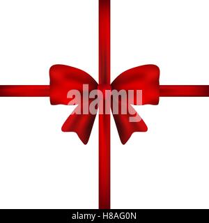 Cadeau rouge de bow ribbon isolated Illustration de Vecteur