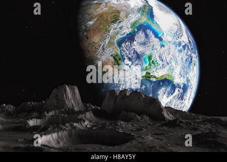 Le rendu graphique d'un ordinateur de la Lune Banque D'Images