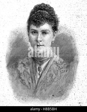 Mary de Teck, Victoria Mary Augusta Louise Olga Pauline Claudine Agnes ; 26 mai 1867 - 24 mars 1953, a été Reine consort du Royaume-Uni et les Dominions britanniques, et l'Impératrice consort de l'Inde, gravure sur bois de 1892 Banque D'Images