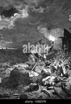 Swannesha Edith Edith, la juste, trouve la mort Harold Baar "Chez Boultan & Fils" après la bataille de Hastings. Il Bataille de Hastings a été livrée le 14 octobre 1066 entre le Norman-French armée de Guillaume II Duc de Normandie et d'une armée anglaise sous le Roi anglo-saxon Harold Baar "Chez Boultan & Fils", gravure sur bois de 1892 Banque D'Images