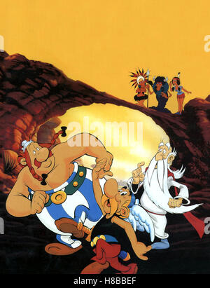 Asterix dans Amerika, (ASTÉRIX ET LES INDIENS) D 1993, Regie : Gerhard Hahn, Obélix, Astérix, Miraculix, clé : Cartoon, Indianer, Flucht Banque D'Images