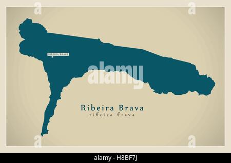 Carte moderne - Ribeira Brava CV Illustration de Vecteur