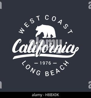 Lettrage manuscrit de la Californie. Vêtements en t le design de mode. Silhouette d'ours. Vector illustration. Illustration de Vecteur