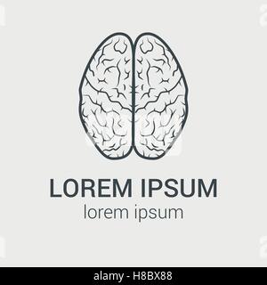 Vecteur ligne icône cerveau sur fond gris. Logo simple avec illustration graphique de cerveau humain. Illustration de Vecteur