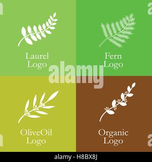Ensemble d'éléments de style fleur pour les étiquettes et badges pour les aliments biologiques, sur la nature fond Illustration de Vecteur