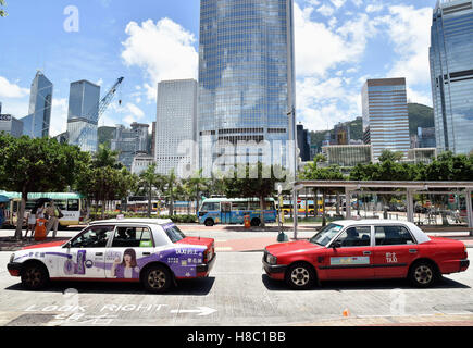 La Chine, Hong Kong : taxi en distriict Banque D'Images