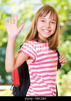 Retour à l'école de fille Banque D'Images