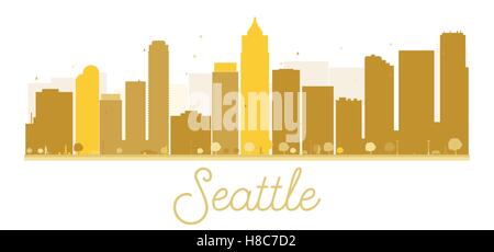 Seattle City skyline silhouette d'or. vector illustration. simple télévision concept pour tourisme présentation, bannière, un placard Illustration de Vecteur