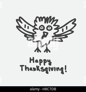 Joyeux Thanksgiving avec Cartoon la Turquie. Vector illustration. Illustration de Vecteur