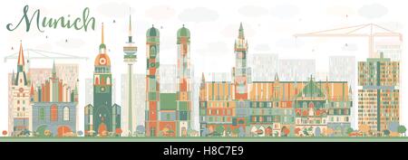 Résumé Munich Skyline avec la couleur des bâtiments. Vector Illustration. Les voyages d'affaires et tourisme Concept Illustration de Vecteur