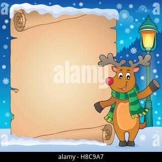 Parchemin avec Noël stylisé deer - eps10 vector illustration. Illustration de Vecteur