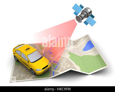 3d illustration de la localisation sur la carte taxi Banque D'Images