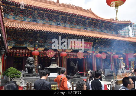 Façade du Temple Wong Tai Sin à Hong Kong, Chine Banque D'Images