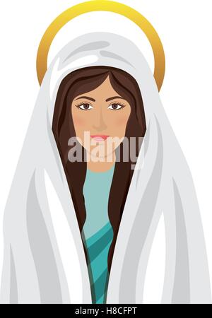 Cartoon vierge Marie icône sur fond blanc. symbole religieux. design coloré. vector illustration Illustration de Vecteur