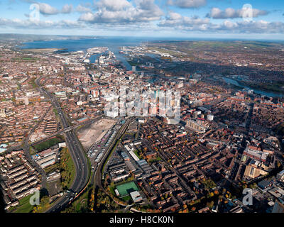 Vue aérienne de centre-ville de Belfast, Irlande du Nord Banque D'Images