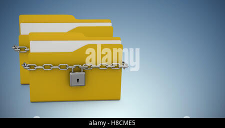 Image composite de l'illustration du dossier verrouillé avec un cadenas jaune Banque D'Images