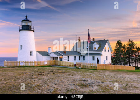 Point de Pemaquid Light à Bristol, Maine, USA. Banque D'Images