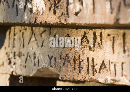 Inscription sur la tombe de la langue grecque. Caractères, symboles. Hiéroglyphes Banque D'Images