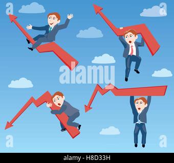 Homme d'affaires. Les hauts et les bas d'affaires étrangères Illustration de Vecteur