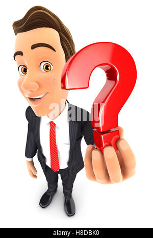 Portrait 3d'un point d'interrogation, illustration avec fond blanc isolé Banque D'Images