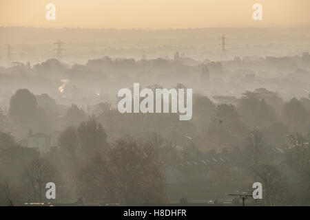 Wimbledon Londres, Royaume-Uni. 11 novembre 2016. Paysage de Wimbledon couverts dans la brume du matin brumeux en pèlerin Crédit : amer ghazzal/Alamy Live News Banque D'Images