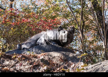 "Hunt" Sculpture Cougar, East Drive, 'CAT', Central Park, NYC Banque D'Images