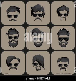 Lunettes barbe moustache hairstyle Illustration de Vecteur