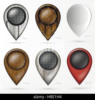 Ensemble de marqueurs de la carte en couleur Illustration de Vecteur