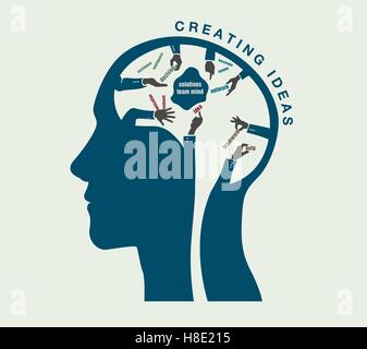 La naissance des idées dans une illustration conceptuelle de la tête humaine Illustration de Vecteur