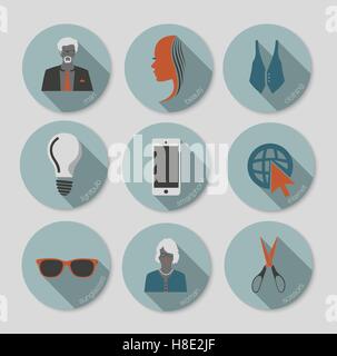 Avec des ombres de couleur des icônes vectorielles Illustration de Vecteur