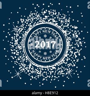 Bonne année 2017 vector background design avec tampon de caoutchouc Illustration de Vecteur