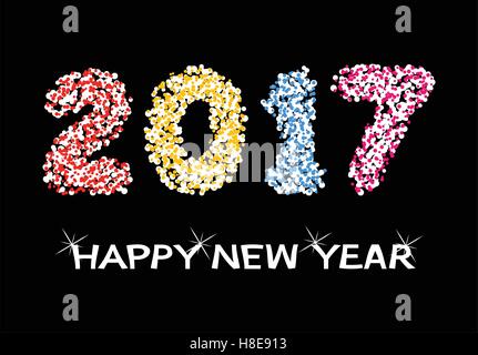 Arrière-plan coloré vecteur de bonne année 2017 carte de fête Illustration de Vecteur