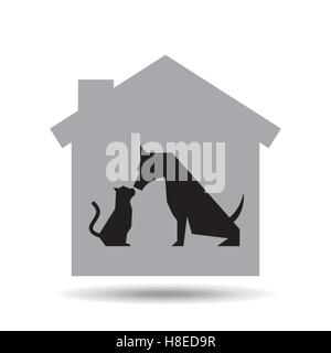 Chien et chat pántes icône maison vector illustration eps 10 Illustration de Vecteur