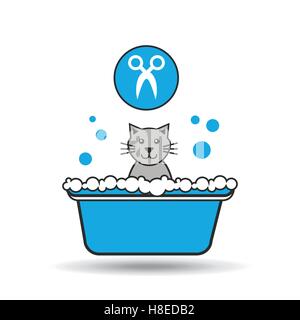 Baignoire cat pet style icon vector illustration eps 10 Illustration de Vecteur