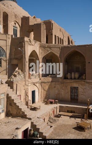 Cour intérieure dans le vieux bazar, Kashan, Iran, Moyen-Orient Banque D'Images