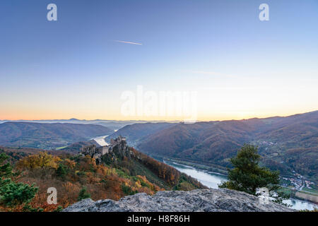 Schönbühel-Aggsbach : Aggstein Château, Danube, Wachau, Niederösterreich, Autriche, Autriche Banque D'Images