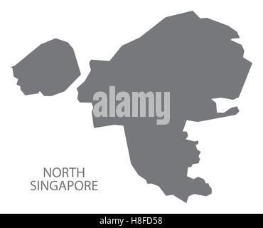 Carte Singapour North gray Illustration de Vecteur