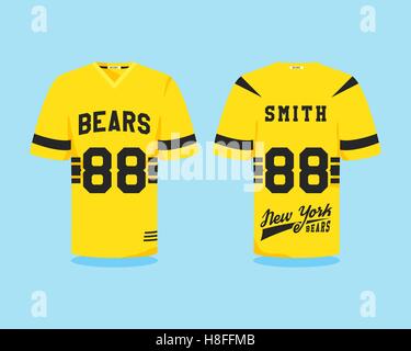 Uniforme de football américain, un t-shirt avec logo de l'équipe de conception, l'étiquette, d'un insigne. Peut être utiliser en infographie, présentations, en tant qu'icône etc. Télévision couleur design. Vector illustration Illustration de Vecteur