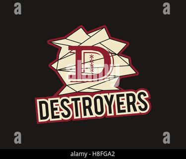 Étiquette de football américain. Logo de destroyers d'innovation et de la créativité de l'élément d'inspiration pour l'équipe de sport, etc. le championnat universitaire Usa emblème sportif. Vecteur. Illustration de Vecteur