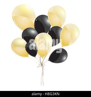 Des ballons, des ballons, de l'or noir de ballons, anniversaire, fête, colorée, transparente, vecteur, jour, décor, décoration, professionnels Illustration de Vecteur