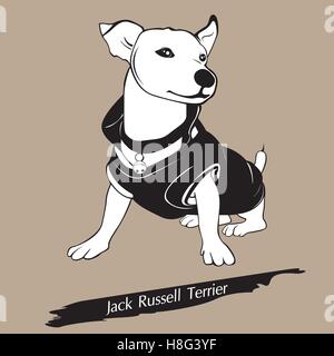 Chien, jack, vecteur, terrier, Russell, illustration, mignon, visage, blanc, animal, animal, isolé, design, portrait, puppy, la tête, le dos Illustration de Vecteur