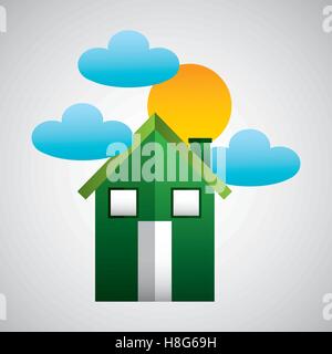 Maison de l'environnement cloud et icônes soleil illustration vecteur eps 10 Illustration de Vecteur