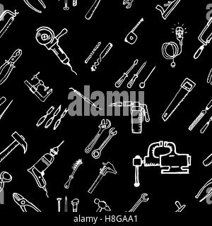 Outils à main pour la réparation. Faire vous-même. L'arrière-plan dessiné manuellement. Illustration de Vecteur
