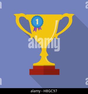 Tasse, prix, icône de la médaille. De style moderne, télévision avec une grande ombre Illustration de Vecteur