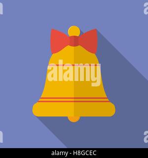 Icône de cloche de Noël avec un archet. Style plat Illustration de Vecteur